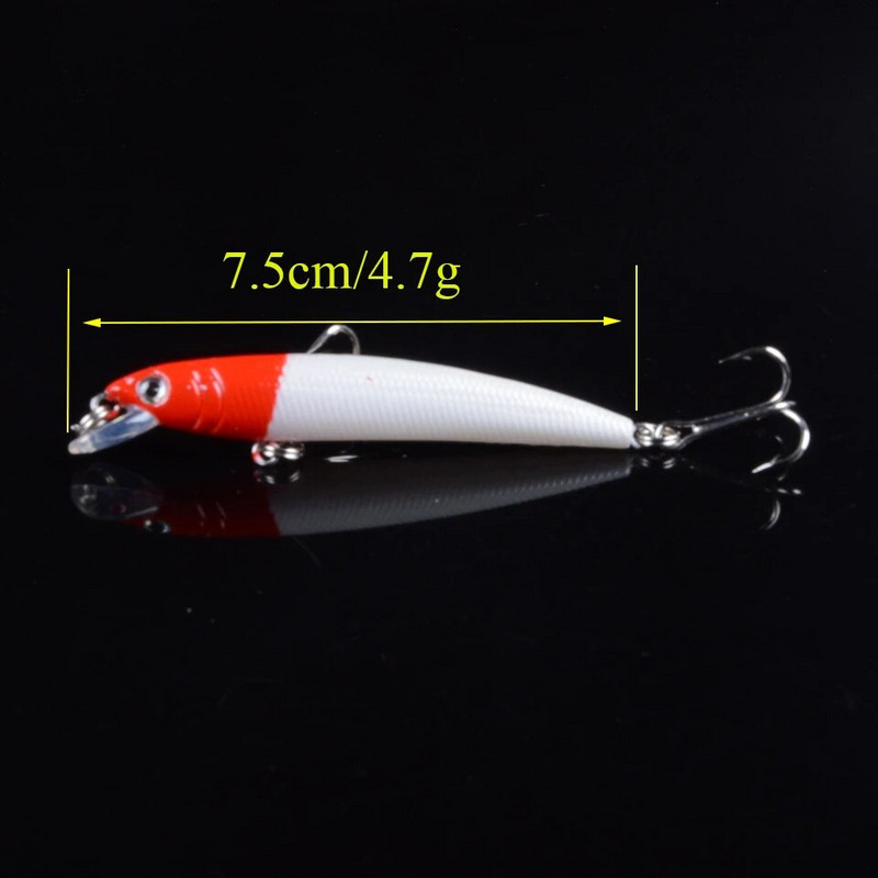 Momeală de pescuit de bună calitate 1 buc 7,5 cm/4,7 g Nalucă de pescuit Minnow 12 culori Artificial Make Plastic Crankbait Wobblers Momeală de pescuit pesca