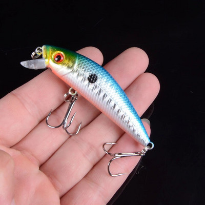 1tk 7cm 7,4g kunstlik kõva sööt Laser Minnow Fishing Lure pesca konksud kala vobleriga 3D silmadega väntsööt