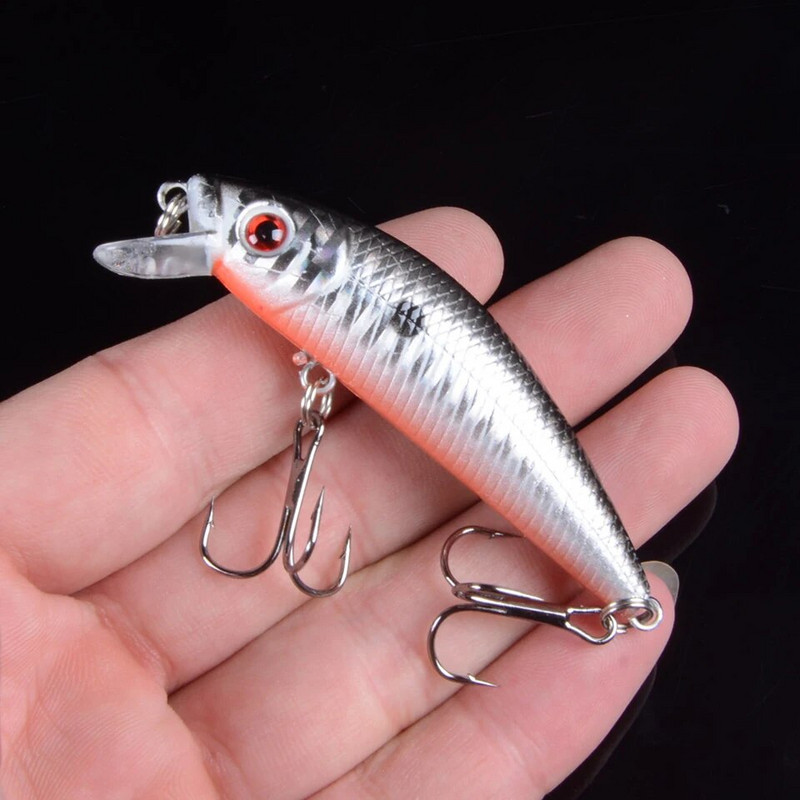 1Pcs 7cm 7.4g Umjetni tvrdi mamac Laser Minnow mamac za ribolov pesca udice riblji vobler pribor crankbait s 3D očima