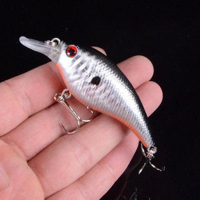 Jaunums 1gab 7.5cm 10.2g Crank Crank Crankbaits Lēni peldoša plastmasas ēsma 3D Eyes Treble Hooks Fishing Lure Bass Pesca