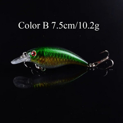 Novi dolazak 1 kom 7,5 cm 10,2 g Hard Crank Crankbaits Sporo plutajući plastični mamac 3D oči Visokotonske udice Ribolovni mamac Bass Pesca