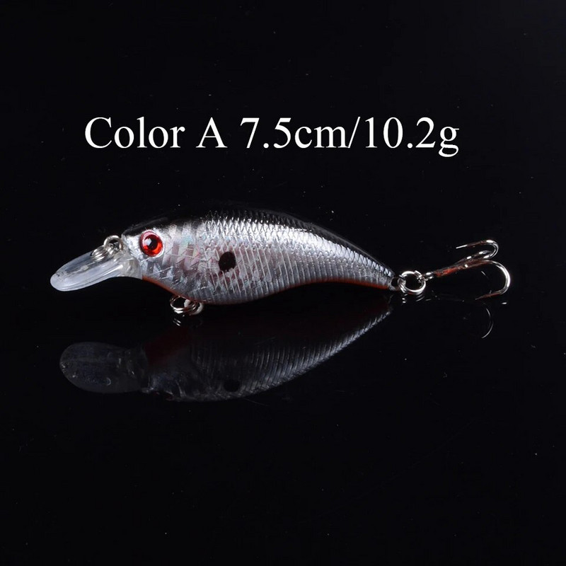 Novi dolazak 1 kom 7,5 cm 10,2 g Hard Crank Crankbaits Sporo plutajući plastični mamac 3D oči Visokotonske udice Ribolovni mamac Bass Pesca