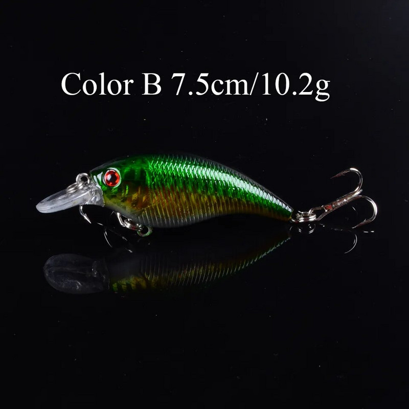 Novi dolazak 1 kom 7,5 cm 10,2 g Hard Crank Crankbaits Sporo plutajući plastični mamac 3D oči Visokotonske udice Ribolovni mamac Bass Pesca