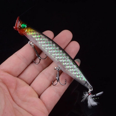 1Pcs 11cm 13.4g Popper mamac za pecanje 3D oči mamac Crankbait vobleri Isca Poper Pesca pribor za pecanje Umjetni mamac