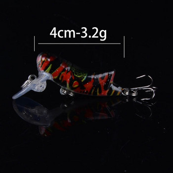 1τεμ 4cm 3,2g έντομο Grasshopper Fishing Lure Flying Wobbler Lure σκληρό δόλωμα Ζωντανό τεχνητό δόλωμα Bass Swimbait pesca 3D Eyes