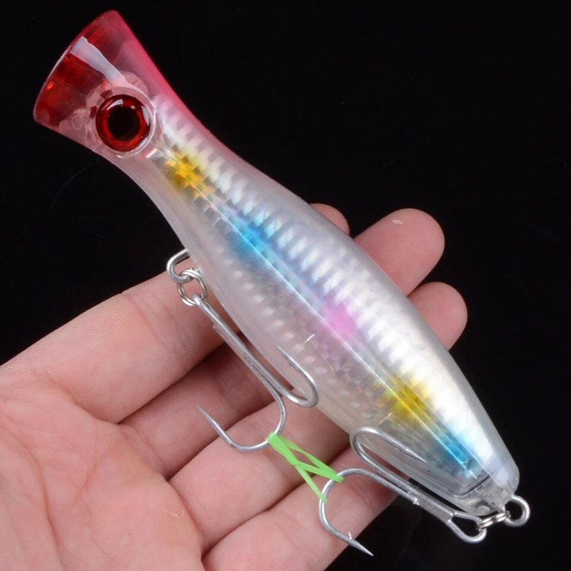 1gab Big Popper Vobleris Hard Isca Mākslīgais Virsūdens zvejas māneklis 12cm 40g Long Shot Crankbait Fishing Bait Pike Bass Leurre