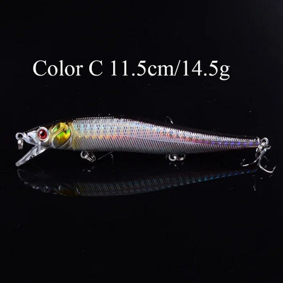1 KOM Dugi mamac za pecanje 11,5 cm 14,5 g Umjetni mamac Pesca shine vibrator za ribolov voblera Swimbaits s 3D očima