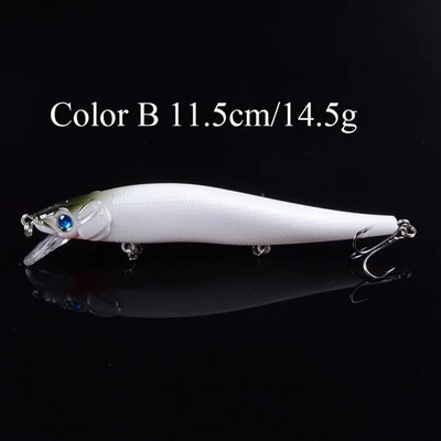 1 KOM Dugi mamac za pecanje 11,5 cm 14,5 g Umjetni mamac Pesca shine vibrator za ribolov voblera Swimbaits s 3D očima