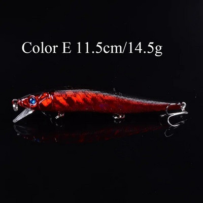 1 KOM Dugi mamac za pecanje 11,5 cm 14,5 g Umjetni mamac Pesca shine vibrator za ribolov voblera Swimbaits s 3D očima