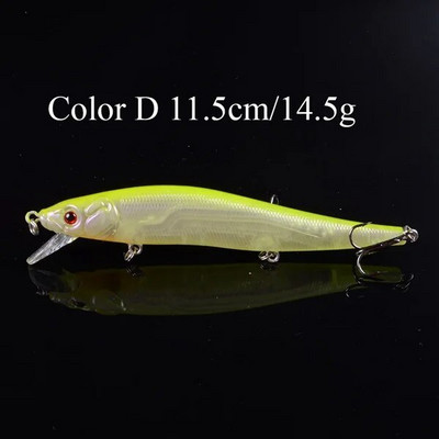 1 KOM Dugi mamac za pecanje 11,5 cm 14,5 g Umjetni mamac Pesca shine vibrator za ribolov voblera Swimbaits s 3D očima
