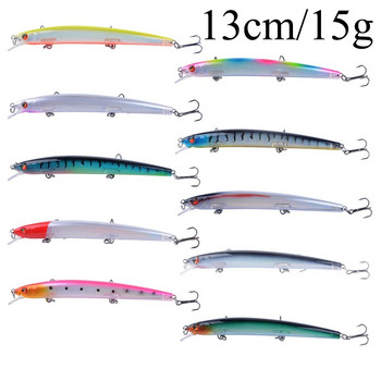 1 τεμ 130mm 15g Τεχνητό σκληρό δόλωμα Minnow Fishing Lure Wobblers Floating Seabass Fishing Tackle Crankbaits Long Casting 3D Eyes