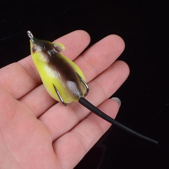 Topwater Mouse Wobbler Fishing Lure 5cm 8g μαλακό δόλωμα σιλικόνης με μικρό κουτάλι Προσελκύει Isca Artificial Leurre For Bass 3D Eyes