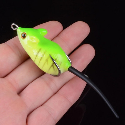 Topwater Mouse Wobbler kalastuslant 5cm 8g pehme silikoonsööt väikese lusikaga Attract Isca kunstlik leurre bass 3D silmadele