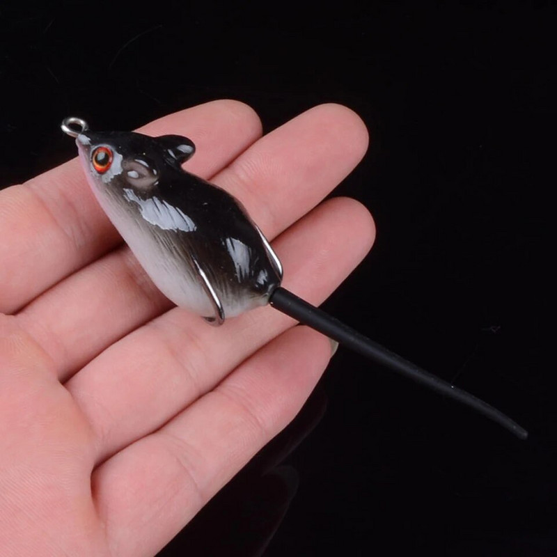 Topwater Mouse Wobbler kalastuslant 5cm 8g pehme silikoonsööt väikese lusikaga Attract Isca kunstlik leurre bass 3D silmadele