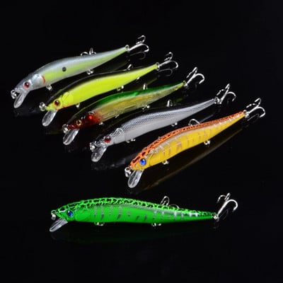 1Gb Isca 11,5 cm 13,7 g makšķerēšanas māneklis Minnow cietā ēsma ar trim makšķerēšanas āķiem Makšķerēšanas piederumu vobleris 3D Eyes Crankbait