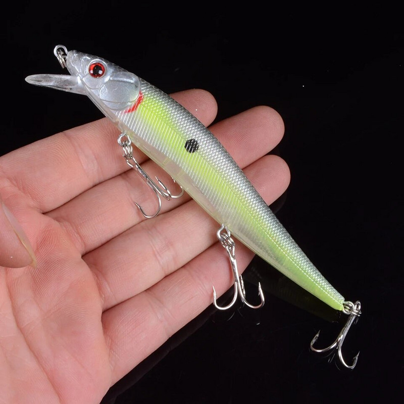 1 vnt Isca 11,5 cm 13,7 g žvejybos masalas Minnow kietas masalas su trimis žvejybos kabliukais žvejybos reikmenys vobleris 3D Eyes Crankbait