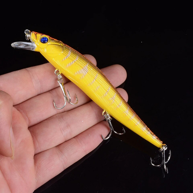 1 vnt Isca 11,5 cm 13,7 g žvejybos masalas Minnow kietas masalas su trimis žvejybos kabliukais žvejybos reikmenys vobleris 3D Eyes Crankbait