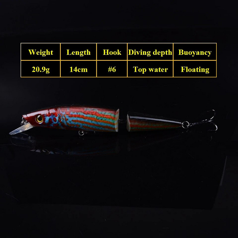 1vnt Minnow Isca dirbtinis 14cm 20,9g žvejybos masalas kieto plastiko vobleriai Deep Water Crankbait 5 spalvos 3D Eyes