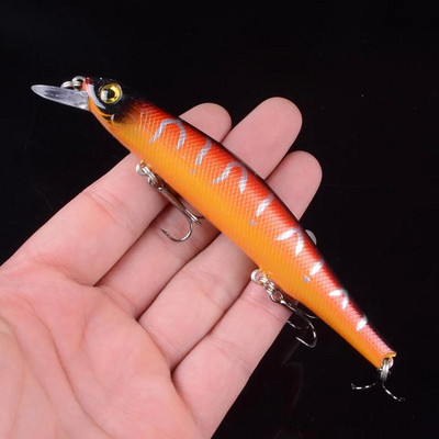 1gab 12,5cm 17g Minnow zvejas mānekļi Vobleri Crankbaits Jerkbaits Mākslīgās cietās ēsmas āķi 3D acis karpu Pesca makšķerēšanai