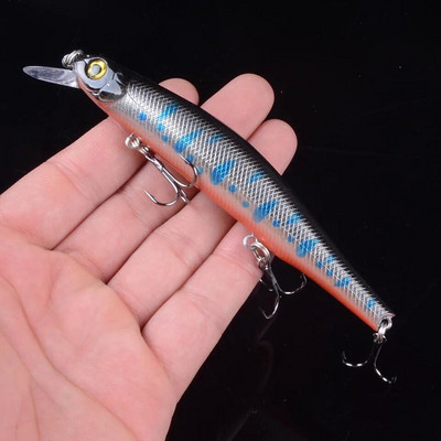 1gab 12,5cm 17g Minnow zvejas mānekļi Vobleri Crankbaits Jerkbaits Mākslīgās cietās ēsmas āķi 3D acis karpu Pesca makšķerēšanai