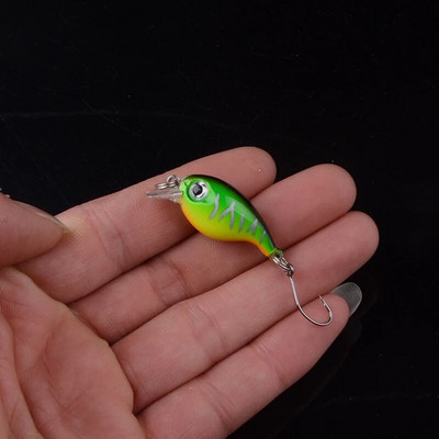 1 vnt Minnow žvejybos masalas 3,3 cm 2,2 g Crankbait kietas masalas Topwater dirbtinis vobleris Bass Japan Muselinės žvejybos priedai 3D Eyes