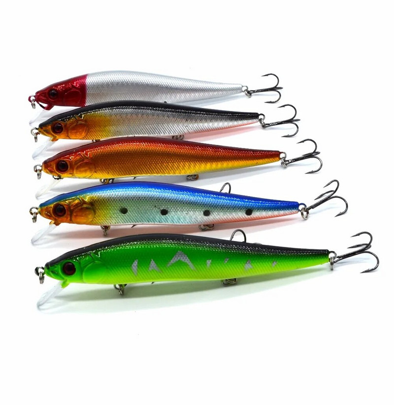 1 tk/kott 5 värvi 14 cm 23,7 g püügilant Minnow kõva sööt 3 konksuga Püügitarbed 3D Eyes #04