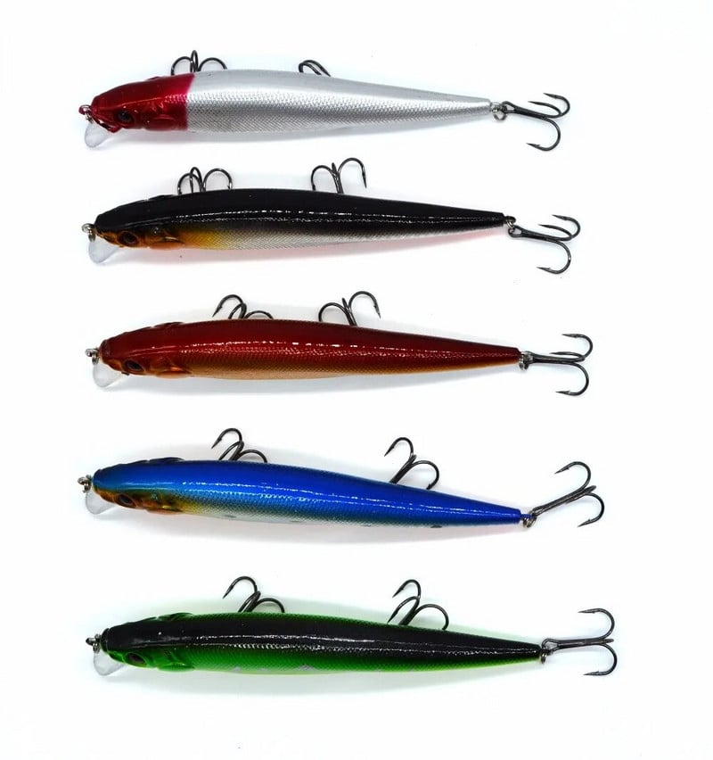 1 tk/kott 5 värvi 14 cm 23,7 g püügilant Minnow kõva sööt 3 konksuga Püügitarbed 3D Eyes #04