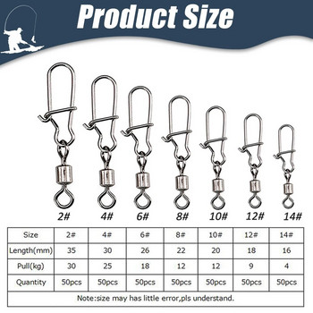 50/100 бр Риболовен съединител Неръждаема стомана, щракащ лагер, търкалящи се риболовни куки