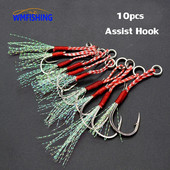 10 tk/partii Aeglane jigging kalapüük Valatud rakised abikonks, okastraat, ühe puugikonksud, niit, sulg Pesca kõrge süsinikusisaldusega terasest püügilant