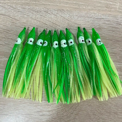 10 tk Inchiku 90 mm kalapüügi landid helendavad kaheksajalad pehme söödaga kummist kalmaari seelikud tuunikala purjekas säga peibutis abisööt Jig