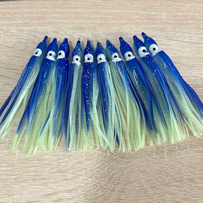 10 tk Inchiku 90 mm kalapüügi landid helendavad kaheksajalad pehme söödaga kummist kalmaari seelikud tuunikala purjekas säga peibutis abisööt Jig