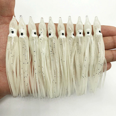 10 tk Inchiku 90 mm kalapüügi landid helendavad kaheksajalad pehme söödaga kummist kalmaari seelikud tuunikala purjekas säga peibutis abisööt Jig