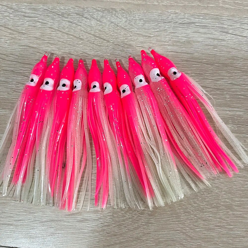 10 tk Inchiku 90 mm kalapüügi landid helendavad kaheksajalad pehme söödaga kummist kalmaari seelikud tuunikala purjekas säga peibutis abisööt Jig