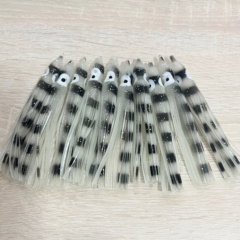 10 tk Inchiku 90 mm kalapüügi landid helendavad kaheksajalad pehme söödaga kummist kalmaari seelikud tuunikala purjekas säga peibutis abisööt Jig