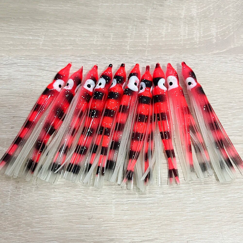 10 tk Inchiku 90 mm kalapüügi landid helendavad kaheksajalad pehme söödaga kummist kalmaari seelikud tuunikala purjekas säga peibutis abisööt Jig