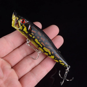 1 τεμ 9,5 εκ. 12 γραμμάρια Popper Fishing lures Hard Bionic Painted bait Wobblers Swim Fishing Tackle 6 Colors 6# Hooks 3D eyes