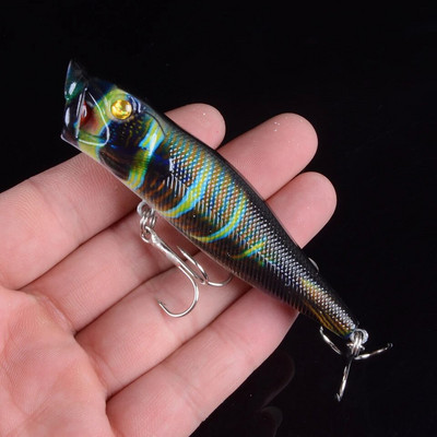 1 τεμ 9,5 εκ. 12 γραμμάρια Popper Fishing lures Hard Bionic Painted bait Wobblers Swim Fishing Tackle 6 Colors 6# Hooks 3D eyes