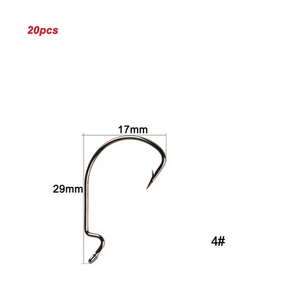 20tk/partii Texan Hooks High Carbon Steel Offset Hook Karpervissen Fishhooks Lant Softjerk 8#~-5/0 Anzuelos Pesca kalastustarbed