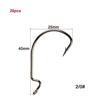 20tk/partii Texan Hooks High Carbon Steel Offset Hook Karpervissen Fishhooks Lant Softjerk 8#~-5/0 Anzuelos Pesca kalastustarbed