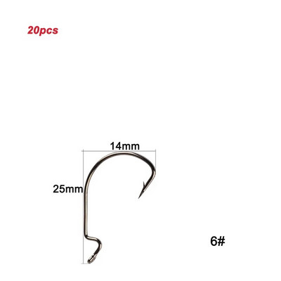 20tk/partii Texan Hooks High Carbon Steel Offset Hook Karpervissen Fishhooks Lant Softjerk 8#~-5/0 Anzuelos Pesca kalastustarbed