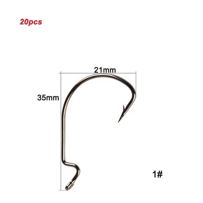 20tk/partii Texan Hooks High Carbon Steel Offset Hook Karpervissen Fishhooks Lant Softjerk 8#~-5/0 Anzuelos Pesca kalastustarbed