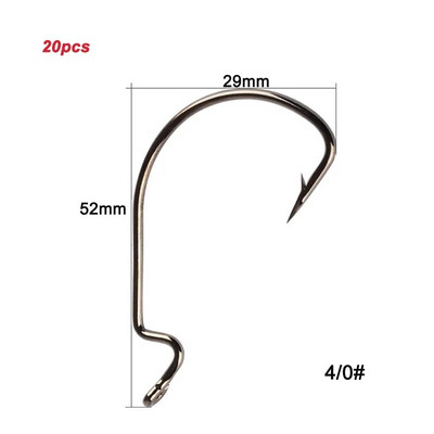 20tk/partii Texan Hooks High Carbon Steel Offset Hook Karpervissen Fishhooks Lant Softjerk 8#~-5/0 Anzuelos Pesca kalastustarbed