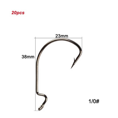 20tk/partii Texan Hooks High Carbon Steel Offset Hook Karpervissen Fishhooks Lant Softjerk 8#~-5/0 Anzuelos Pesca kalastustarbed