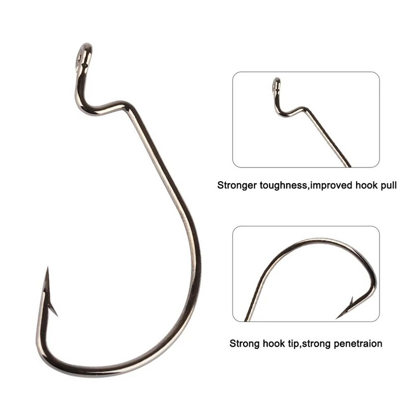 20tk/partii Texan Hooks High Carbon Steel Offset Hook Karpervissen Fishhooks Lant Softjerk 8#~-5/0 Anzuelos Pesca kalastustarbed
