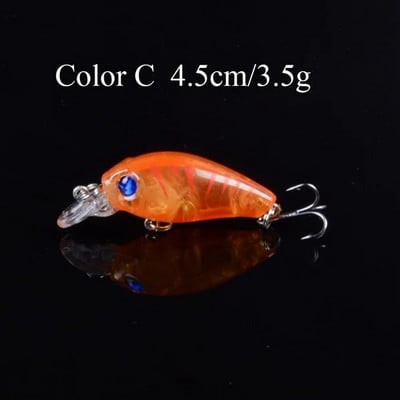 1 buc. Nalucă de pescuit Crankbait 45 mm 3,5 g Popper Minnow Wobblers Isca Momeală artificială Aparatură de pescuit Topwater Două cârlige Ochi 3D