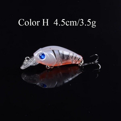 1 buc. Nalucă de pescuit Crankbait 45 mm 3,5 g Popper Minnow Wobblers Isca Momeală artificială Aparatură de pescuit Topwater Două cârlige Ochi 3D
