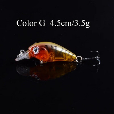 1 buc. Nalucă de pescuit Crankbait 45 mm 3,5 g Popper Minnow Wobblers Isca Momeală artificială Aparatură de pescuit Topwater Două cârlige Ochi 3D