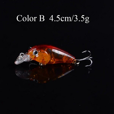1 buc. Nalucă de pescuit Crankbait 45 mm 3,5 g Popper Minnow Wobblers Isca Momeală artificială Aparatură de pescuit Topwater Două cârlige Ochi 3D