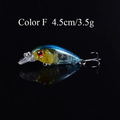 1 buc. Nalucă de pescuit Crankbait 45 mm 3,5 g Popper Minnow Wobblers Isca Momeală artificială Aparatură de pescuit Topwater Două cârlige Ochi 3D