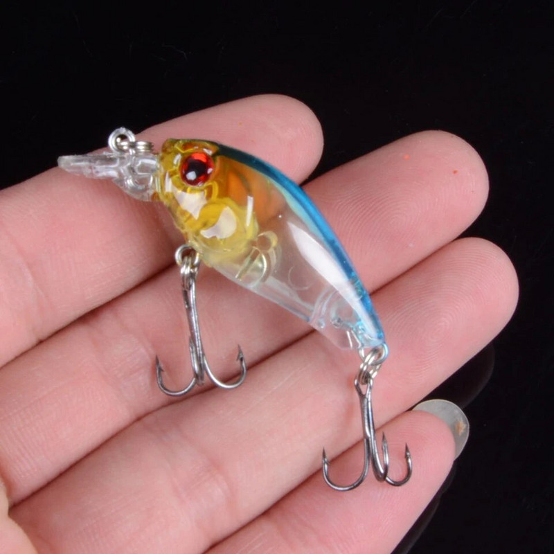 1 τεμ. Fishing Lure Crankbait 45mm 3,5g Popper Minnow Wobblers Isca Artificial Bait Εργαλείο ψαρέματος Topwater Two Hooks 3D Eyes